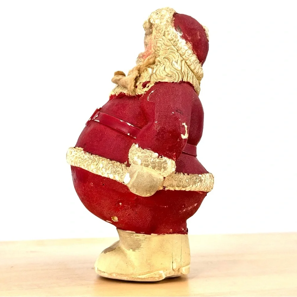 Rare Vintage 1930's Roly Poly 8” Chalkware Santa Claus